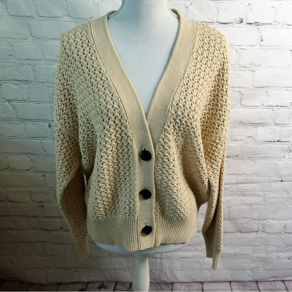 LOFT Outlet Tan Cozy Button Front Cardigan Sweater Large